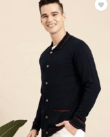 Mast & Harbour Men Striped Off Shoulder Blue Sweater