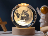 AL- FALAH 3D Moon Crystal Ball with Warm White Dimmable LED