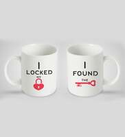 Lock & Key 250ml White (Set of 2) Ceramic Coffee Mug