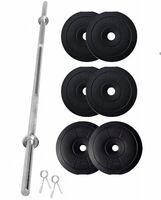 FitBox Sports Home Gym - W/A Barbell Rod & Weigth Plates 20kg (2.5kg x 4 + 5kg x 2), Black (9506)
