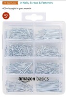 amazon basics Hardware Nail Assortment Kit - Includes Finish, Wire, Common, Brad and Picture Hanging Nails, 550-Piece 