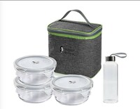Big Basket - Sanjeev Kapoor Delta Round Launch Boxes + Borosilicate Bottle with Bag & Gift Box, 400 ml (Set of 3 Containers + 1 Bottle) (location specific)