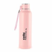 CELLO Puro Steel-X Benz 900 | Leak Proof| Wide Mouth & Easy to Open | Insulated Inner Steel Water Bottle | Perfect for Staying hydrated at The School,College, Work | 730ml | Pink