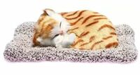 Hoodinter Car Dashboard Sleeping Cat Big Plush Toy Figurines Showpiece Decorative Showpiece - 26 cm  (Fabric, Brown, White)