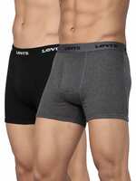Levi's Men's Cotton Style #001 Classic Regular Fit Solid Boxer (Pack of 2) (#001-BOXER Brief-DK GMEL/BLK-P2_Dark Grey Melange, Black_M)