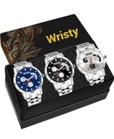 Wristy Premium Collection of 3 Black blue and Silver Analog Watch