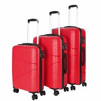 F Gear Joy PP008 Red Hard-Sided Luggage Set of 3 Trolley Bags   @4576