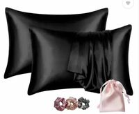 Wesofy Satin, Silk Pillows Cover  (Pack of 2, 18 cm*28 cm, Black)