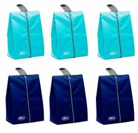 Lify Shoe Storage Organizer Bags Set, Water-Resistant Nylon Fabric with Sturdy Zipper for Traveling (6 Pack) (Navy Blue and Aqua Blue(Turquoise))