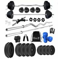 DreamFit 50 kg 50 kg Home gym with 3ft Straight Rod, 3ft Curl Rod, pair of 2 kg pvc Dumbbells Home Gym Combo