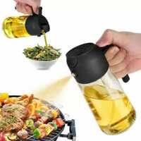 2-in-1 Glass Oil Sprayer & Oil Dispenser Bottle , Cooking Oil Bottle , Multi-Use 550 ml Spray Bottle  (Pack of 1, Black, Glass)