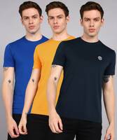 METRONAUT  Pack of 3 Solid Men Round Neck Cotton Blend Multicolor T-Shirt S size