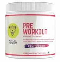Muscle Asylum Pre-Workout Powder | 180g, 30 Servings | Fruit Punch | With Genuine Lab Reports | Boosts Energy & Endurance | Improves Focus | Revs Up Recovery|1g BCAA|3g Beta-Alanine|with 1.5g Caffeine