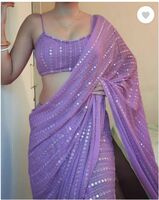 Nena Fashion Embroidered Daily Wear Georgette Saree (Purple)