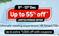 Hisense TV Days | 9-13 Dec | Upto 55% off + Extra upto 3000 off with coupons + Bank offers