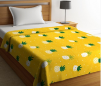  Cortina Yellow & White Conversational Microfiber AC Room 250 GSM Double Bed Blanket
