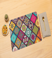 Ethnic motif Multicolor (12 x 16) PVC (Set of 6) Placemats,