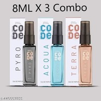 Wild Stone CODE Acqua, Pyro and Terra Premium Eau de Perfume For Men Pack of -3 ( 8ml Each)
