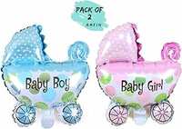 AMFIN® 27 inch Baby Shower Pram Foil Balloons/Cradle Shape Foil Balloon/Baby Shower Decoration Material (Pack of 2)