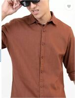 Men Slim Fit Solid Cut Away Collar Casual Shirt