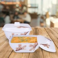 USHA SHRIRAM Melamine Big Serving Bowl with Lid (2 Pcs - 1.4L Each) |Rice Bowl for Serving | Unbreakable | Heat Resistant | Mixing Bowl with Lid | Light Weight | BPA Free (Yellow Bamboo)