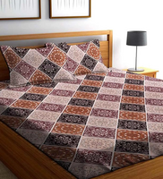 Brown Floral 120 TC Microfiber 3 Pieces Queen size Bedsheet Set