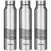 Solimo Stainless - Steel Bottles (Set of 3) | 970ml Each  (Stainless Steel Finish)