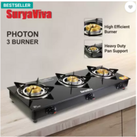 SURYAVIVA - 3B Glass Manual Gas Stove (3 Burners)