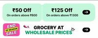 Get upto Rs 125 off on min purchase of Rs 600/1300 [user specific]