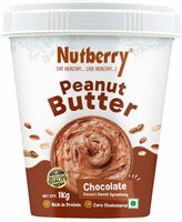 Nutberry CHOCOLATE CREAMY Peanut Butter 1kg (Bucket)| Chocolate SMOOTH Peanut Butter | Tasty & Healthy Nut Butter| 25 g Protein Per 100g
