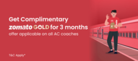 Zomato: Get 3 Months Gold on Booking AC Class Train Ticket