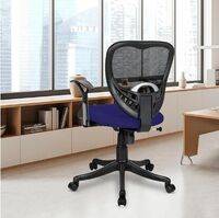 SAVYA HOME Delta Executive Ergonomic Mesh Office Chair| Upholstered Spacious Seat with T Type armrest Provides Better Comfort|Push Back Tilt Feature|Mid Back (Blue,Qty1)