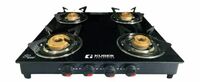 Kuber Industries Gas Stove 4 Burner | Highly Quality Glass Top Manual Ignition & Cast Iron Burner | Easy to Clean & Wobble Free Pan Support Stand | Break Resistant | Compact & User-Friendly Design