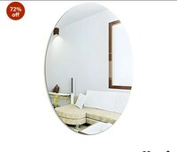 Lifesto Oval Shape Adhesive Mirror Sticker for Wall on Tiles Bedroom Living Room Basin Mirror Bathroom Wall Mirror Both Side Sticker Unbreakable Plastic Wall Mirror