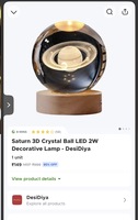 Saturn 3D Crystal Ball LED 2W
Decorative Lamp - DesiDiya