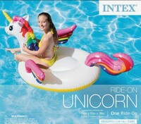Intex Unicorn Inflatable Ride-On Pool Float, 79" X 55" X 38" 