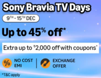 Sony Bravia TV Days: Upto 45% off + Extra 2000 off with Coupons