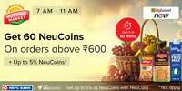 Tata Neu x BB Now | Get 60 NeuCoins on orders above ₹600 [7AM-11AM, 16th Dec - 20 Dec] 