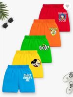 Short For Boys & Girls Casual Printed Cotton Blend  (Multicolor, Pack of 5)