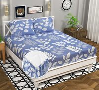 HOMEKART - Premium Cotton 160tc Elastic Fitted Bedsheets (2 Pillow Covers)