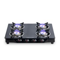 Lifelong - Glass Top Gas Stove, 4 Burner Gas Stove (Black)