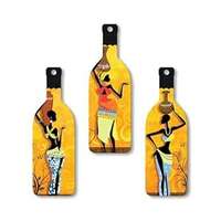 Artvibes African Women Warli Art Wooden Wall Hanging for Home Decor | Decoration Items for Livingroom | Art Item for Office | Decorative Mdf Wall Hanger Artwork (WH_9508N), (Set of 3)