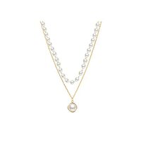 Vembley : Charming Gold Plated Pearl Double Layered Pendant