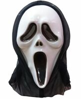 BookMyCostume Scream Skeleton Ghost Plastic Mask Adult & Kids Fancy Dress Costume Accessory for Halloween Free Size White