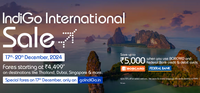 Indigo International Sale(17th-20th Dec) -Fares Starting From Rs.4499 + Up to Rs.5000 on Federal & BOB Card Credit & Debit Cards 