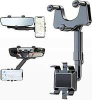  Hold Up 360°Rotatable and Retractable Car Phone Holder, Multifunctional Rearview Mirror Mobile Holder [Upgraded] Universal Phone Mount for Car Adjustable Rear View Mirror Car Mount for All Smartphones 