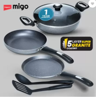 IMPEX : Nonstick Granite Cookware Set (Aluminium, 6 - Piece)