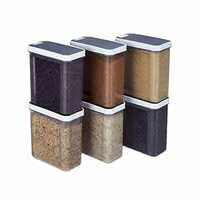 Amazon Brand - Solimo Vacu Fresh Rectangle Plastic Storage Container with Lid | Airtight | BPA-free | Transparent | 1700 ml each | Plain - Grey (Set of 6)