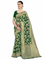 EthnicJunction Women's Kanchipuram Silk Half and Half Woven Saree With Blouse Piece
