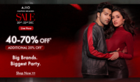 Ajio Super Brands Sale 40% to 70% Off + Additonal 20% Off (20th-22nd Dec'24)